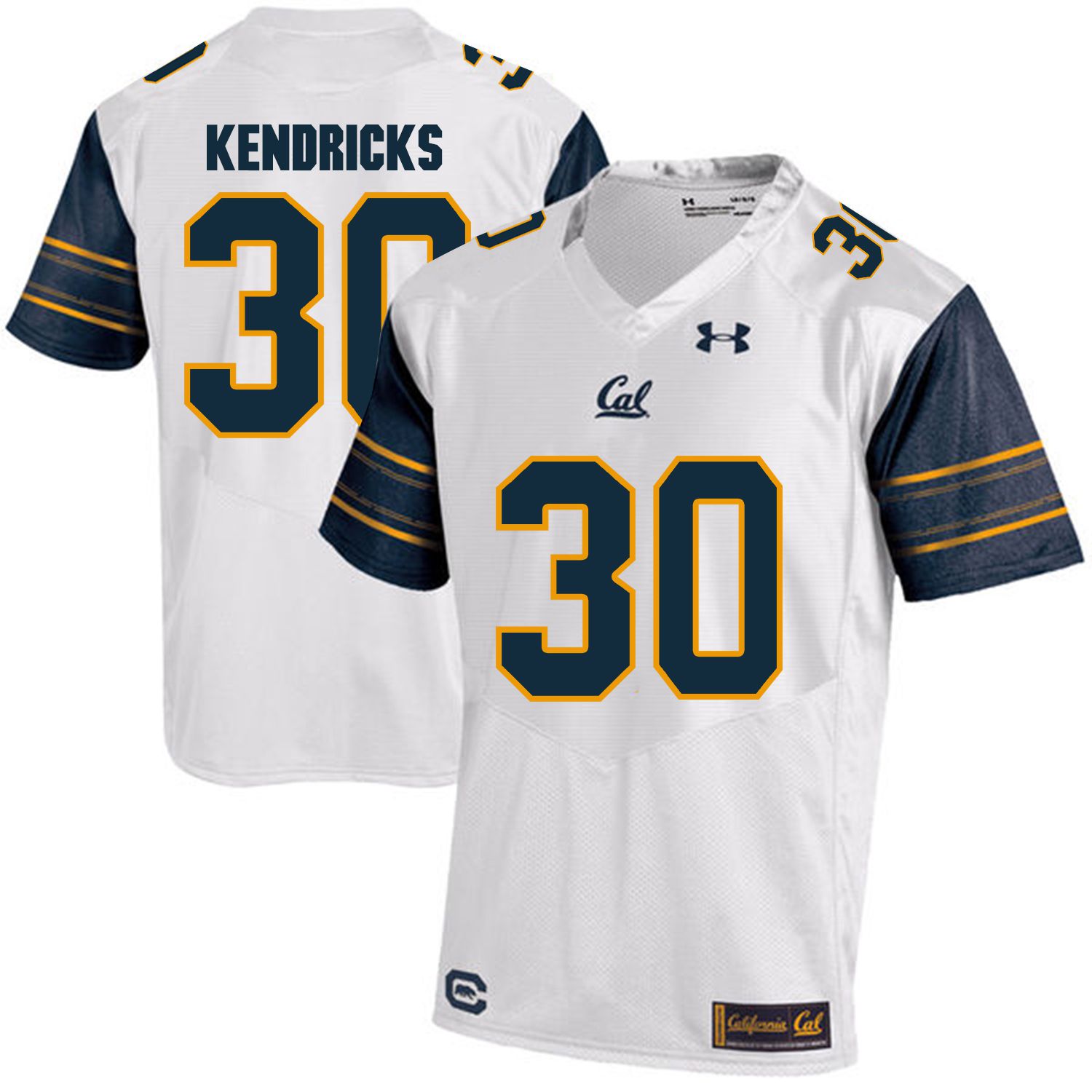 Men California Golden Bears #30 Mychal Kendricks White Customized NCAA Jerseys->customized ncaa jersey->Custom Jersey